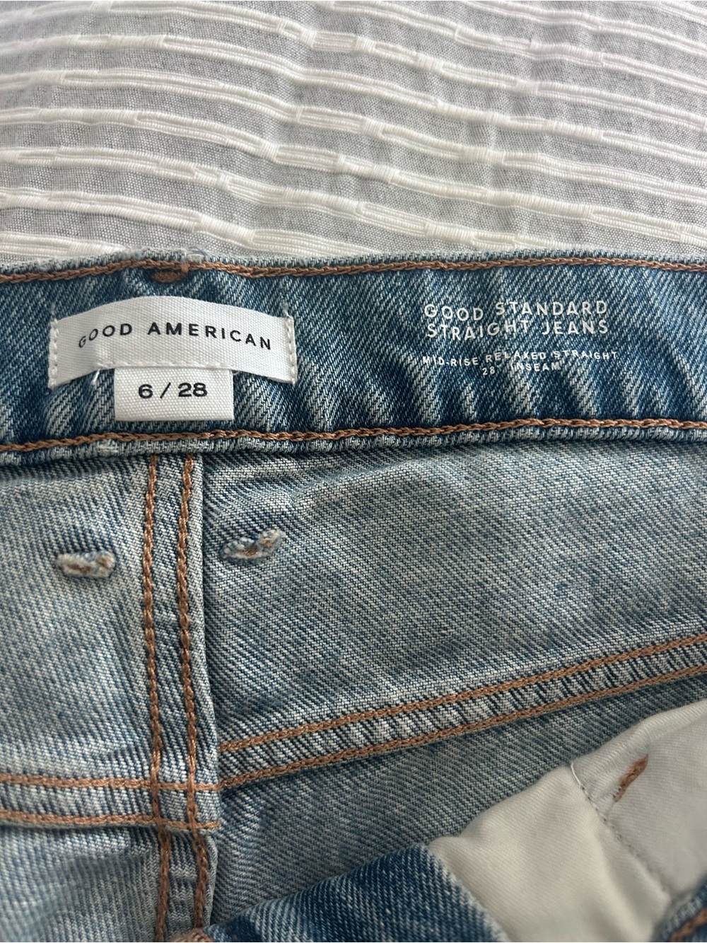 Good American Light Wash Straight Jeans